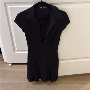 NWOT Zara Elegant Black Collared Dress